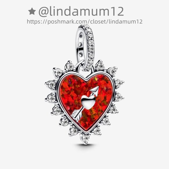 Pandora Spinnable Arrow Heart Dangle Charm - Picture 1 of 5